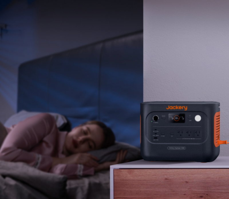 Highlights: Jackery Explorer 1000 v2 running quietly in a bedroom